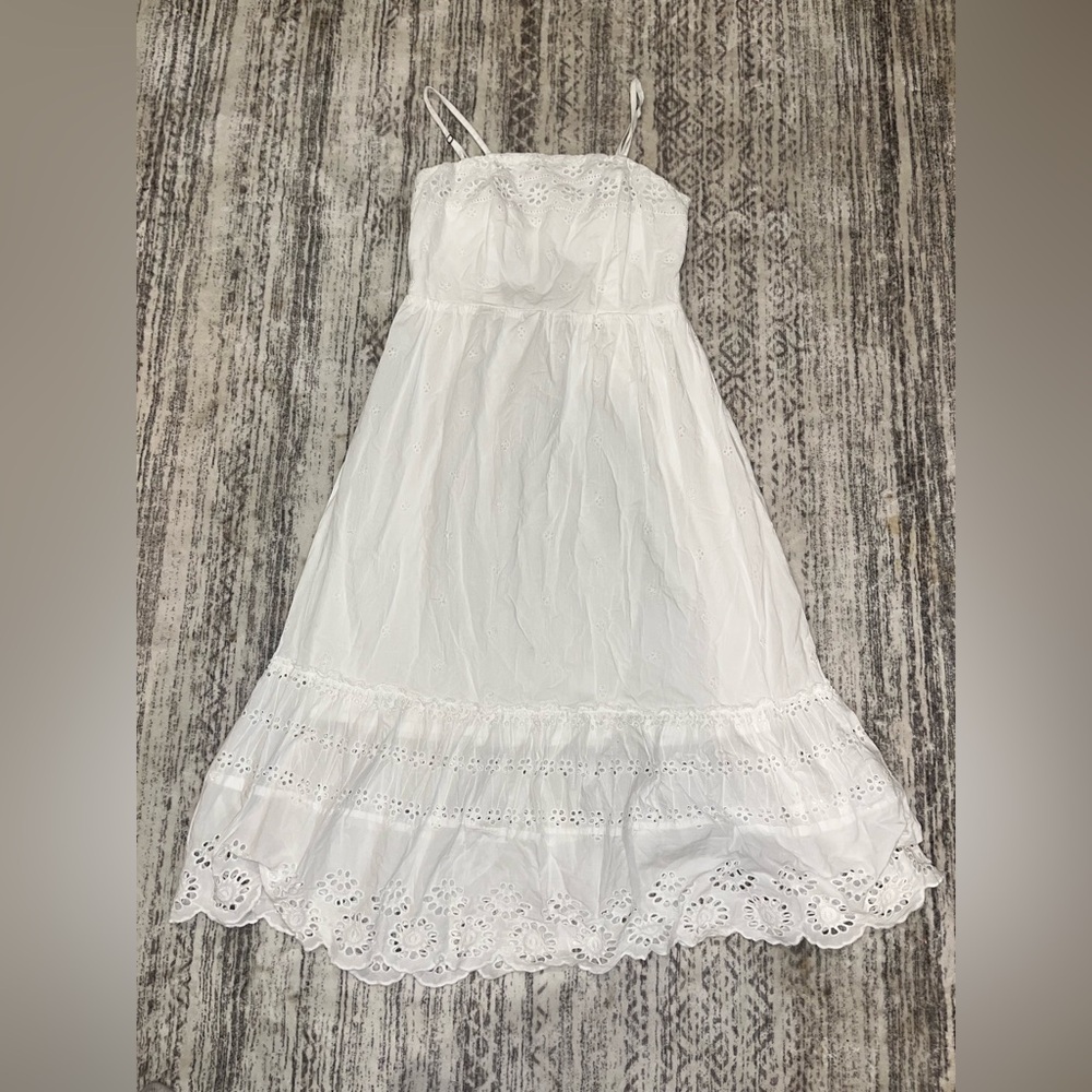 Japna White Eyelet Midi Dress